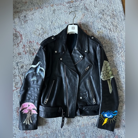 Runway piece! Loewe biker leather jacket with hand painted motifs - Picture 1 of 16